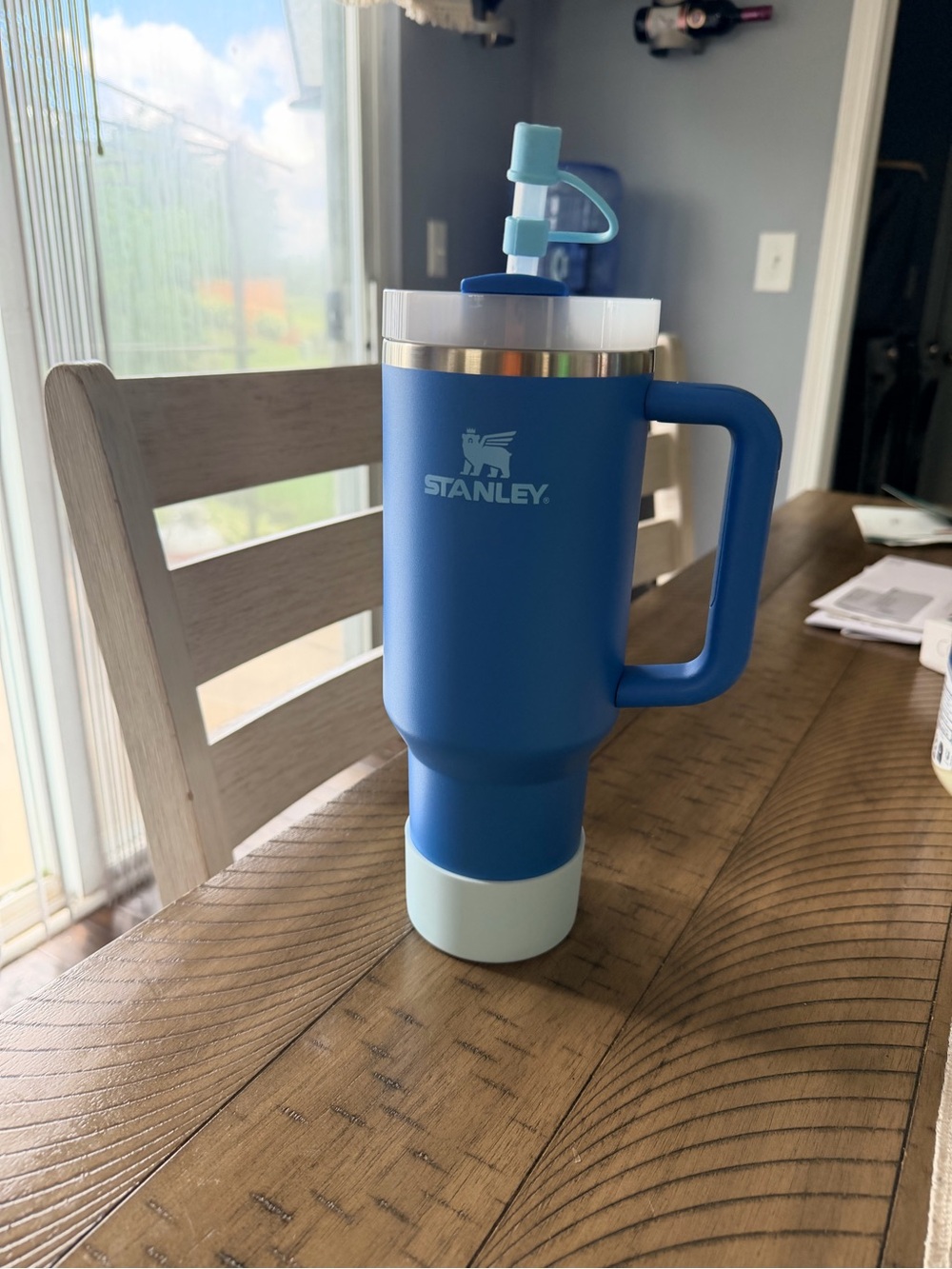 Stanley 40 ozBlue and Light Blue Insulated Travel Tumbler with Handle and Straw